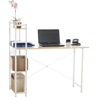 Clp Escritorio Poe De Madera Con Estantería Arce