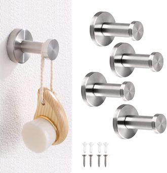 OEM Gancho Para Toallas De 5 Cm, Con Fijaci&oacute;n Mediante 4 Tornillos, Gancho De Pared Redondo, Acero Inoxidable Cepillado, Resistente Y Duradero, Apto Para 