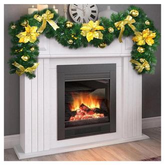 Trade Shop Trade Shop - Ghirlanda Natalizia Stella Natale Fiori Palline Fiocchi 200cm Decorazioni Oro