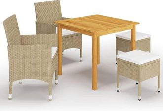 vidaXL Juego De Comedor De Jard&iacute;n De 5 Piezas Beige Vidaxl