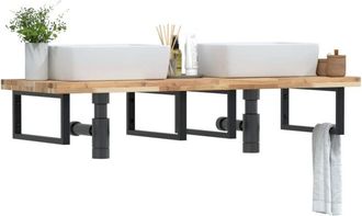 vidaXL Estante De Lavabo De Pared Acero Y Madera Maciza De Acacia Vidaxl