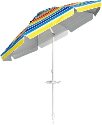 Costway Costway - Sombrilla De Playa De 200 Cm Parasol Para Jard&iacute;n Mercado Patio Sombrilla Inclinable Sin Base (multicolor)