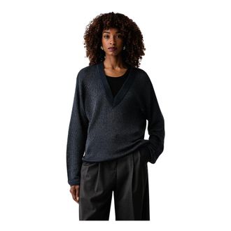 Patrizia Pepe V-hals trui - Dames - Truien - Blauw - Maat: S Acryl