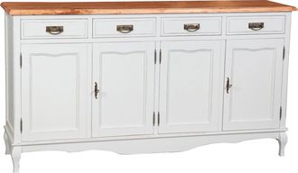 Biscottini International Alacena De Estilo Country De Madera Maciza De Tilo Armaz&oacute;n Con Efecto Blanco Envejecido Con Plan Acabado Con Efecto Natural 170x