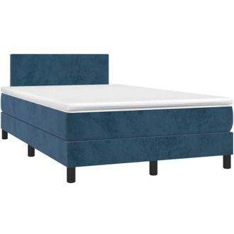 vidaXL Vidaxl - Cama Box Spring Colch&oacute;n Y Led Terciopelo Azul Oscuro 120x190 Cm