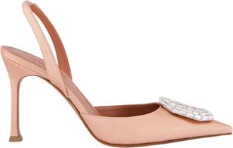 Amina Muaddi Camelia Sling 90 - Dames - Pumps - Roze - 37 EU - Satijn - Schoenen