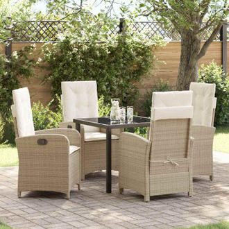 vidaXL Conjunto De Comedor De Jard&iacute;n 5 Pcs Beige Rat&aacute;n Sint&eacute;tico Vidaxl