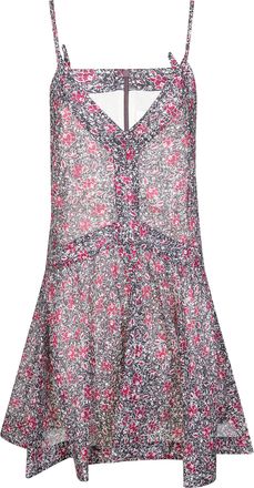 Isabel Marant Sleeveless Floral Danielle Dress with Asymmetrical Hem