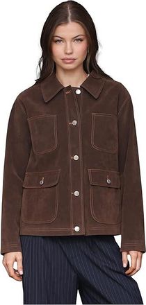 Avec Les Filles Cropped Barn Jacket Womens Jacket Espresso : LG, Denim/Polyester/Viscose
