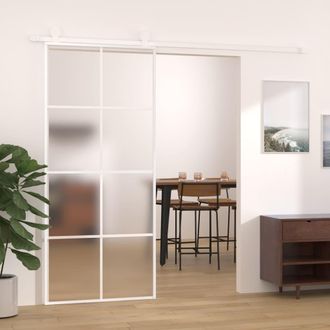 Berkfield Home Sliding Door Frosted ESG Glass & Aluminium 90x205 cm White
