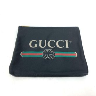 Gucci Black Leather Clutch Bag Pouch (Pre-Owned)