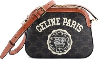 Celine Triomphe kleine crossbodytas met gecoat canvas en logoprint - Bruin