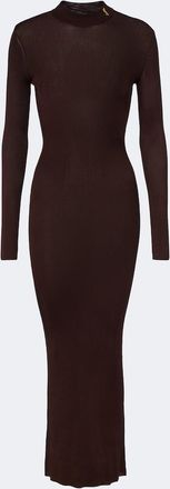 Saint Laurent Abito midi Cassandre in seta a coste
