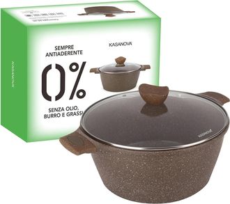 KASANOVA Casseruola 28 cm antiaderente 0 grassi con coperchio