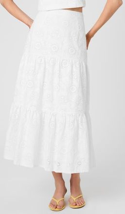 French Connection Floral Eyelet Cotton Maxi Skirt in Summer White at Nordstrom, Size X-Small