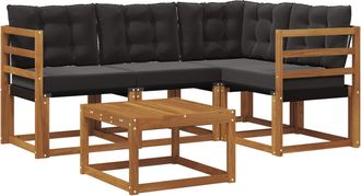 vidaXL Conjunto De Sof&aacute;s De Exterior 5 Uds. Natural Y Negro Vidaxl