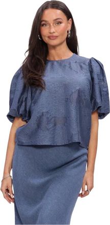 Moss Copenhagen Overhemden, Dames, Blauw, L, Orkidea 2/4 Top