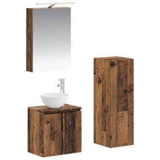 vidaXL Juego De Muebles De Ba&ntilde;o 4 Pcs Madera Envejecida Vidaxl