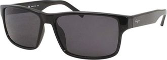 Ferragamo Sunglasses Rectangle Full Rim, Black Frame And Grey Lens Sf960S001