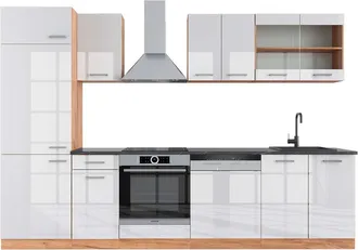 Vicco Mueble De Cocina R-line, Blanco Brillo Intenso/roble Dorado, 300 Cm, Et Antracita