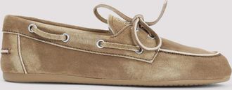 Miu Miu Brown Suede Logo Loafers