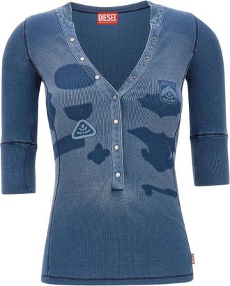 Diesel Truien & Vesten, Dames, Blauw, M, Katoen, Henley Top