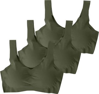 Generic 3-Pack Seamless Sports Bra Comfort Bra for Women Stretch-Sports Crop Top with Removable Pads for Women Full Coverage Sleep Yoga Daily Wear High Impact