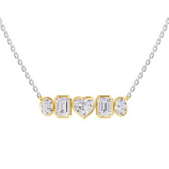 Diamond2Deal 925 Sterling Silver 3.6 Ct Multi Shape Lab Grown Diamond Pendant Necklace 18