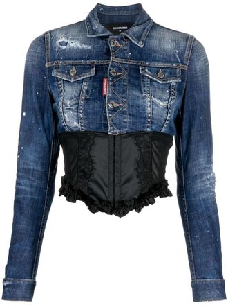 Dsquared2 long-sleeve bodice denim jacket - women - Spandex/Elastane/Cotton/Polyester/Polyamide - 36 - Blue