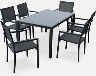 Sweeek Mesa De Jard&iacute;n De Aluminio Con 6 Sillas De Textileno