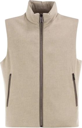 Moorer Jassen, Heren, Beige, L, Wol, Falieri-LS9 Omkeerbaar Vest