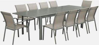 Sweeek Mesa De Jard&iacute;n Extensible De Aluminio Con 10 Sillas