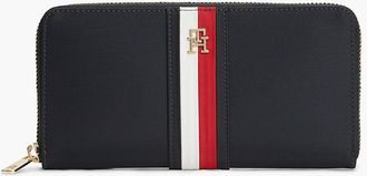Tommy Hilfiger Womens Signature Stripe Large Zip Wallet - Space Blue
