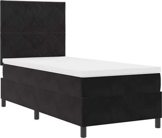 vidaXL Cama Tipo Box Spring Con Colch&oacute;n Negro 90 X 190 Cm Terciopelo Vidaxl