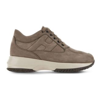 Hogan Beige Sneakers met Geborduurd Logo - Dames - Sneakers - Beige - 38 1/2 EU - Leer - Schoenen