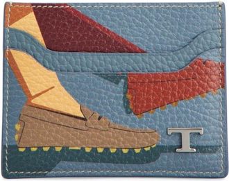 Tod's logo-plaque motif-print leather cardholder - men - Calf Leather - One Size - Blue