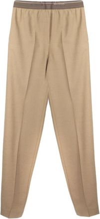 Semicouture Juta Broeken - Dames - Straight fit broeken - Beige - S - Leer - Broeken