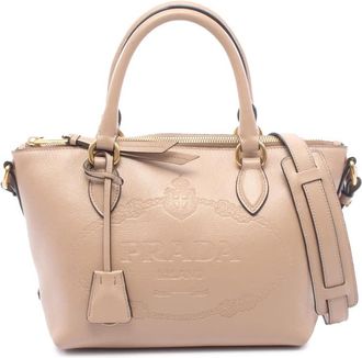 Prada Pre-owned Prada Small Embossed Glace Calf Logo Convertible Satchel Ladies OQ4SDXDQ5MRLHY4N
