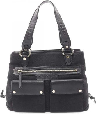 Bulgari Borsa a spalla in pelle e tela 2010-2025 - Nero