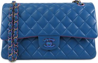 Chanel Tweed handschoenen Medium Classic Lamsleer Regenboog Hardware Dubbele Flap