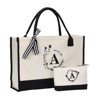 Generic Tote Bags for Women - Stylish Womens Tote Bag for Mom Shopping Beach and Daily Durable Canvas Carryall with Letter Design Spacious Multipurpose Handba