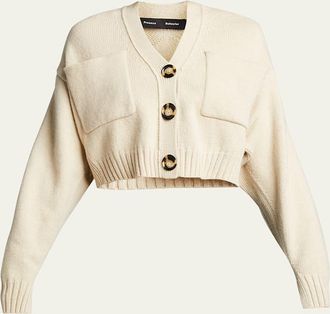 Proenza Schouler Solid Cropped Cashmere Cardigan
