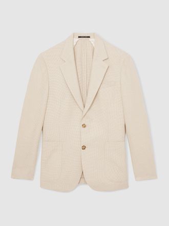 Reiss Stone Single-breasted Textured Blazer Tailored-fit With Cotton, 40R