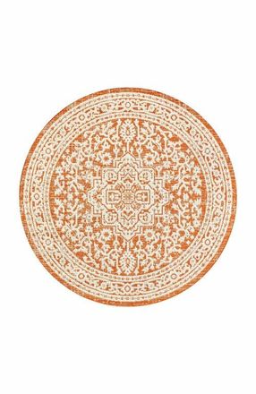 Jonathan Y Designs Sinjuri Medallion Textured Weave Indoor/Outdoor Round Area Rug in Orange/cream at Nordstrom, Size 5Ft 0In X 5Ft 0In
