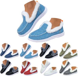 Generic Womens Winter Snow Boots with Plush Fur Thickened Trim Warmth Boots Outdoor Anti-Slip Comfortable Lightweight Walking Shoes for Ladies Slip on Shoes S