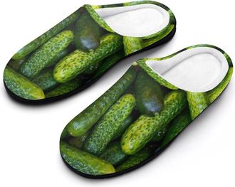Generic Cucumbers Mens Slippers Slip On Comfortable Fleece Cotton House Shoes Winter