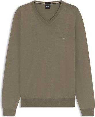 HUGO BOSS Hugo Boss-Pull - Heren - V-hals truien - Beige - XL - Truien & Vesten