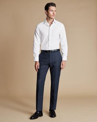CHARLES TYRWHITT Ultimate Performance Check Suit Trousers - Steel Blue by Charles Tyrwhitt