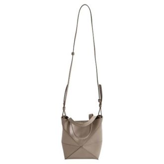 Loewe Pre-owned Mini Puzzle Fold Tote - Dames - Pre-owned - Beige - Maat: ONE Size Leer