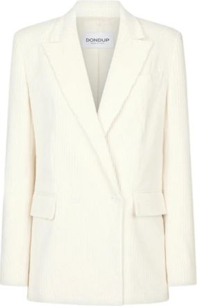 Dondup Velvet Double-Breasted Blazer - Dames - Blazers - Beige - M - Katoen - Jassen